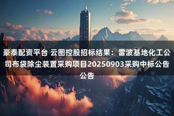 豪泰配资平台 云图控股招标结果：雷波基地化工公司布袋除尘装置采购项目20250903采购中标公告