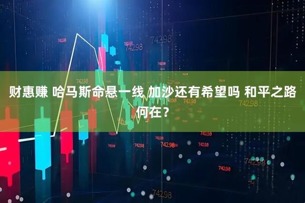 财惠赚 哈马斯命悬一线 加沙还有希望吗 和平之路何在？