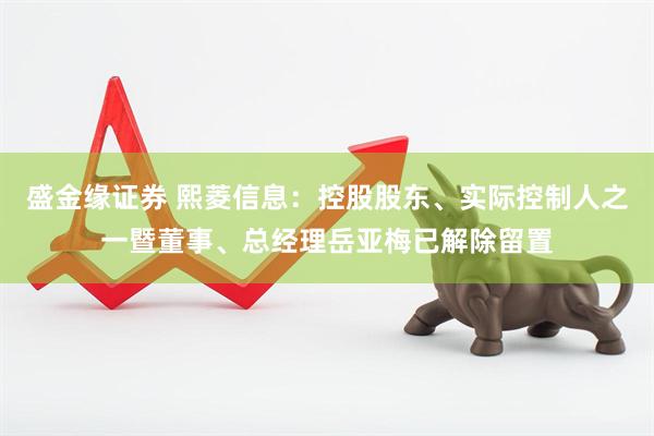 盛金缘证券 熙菱信息：控股股东、实际控制人之一暨董事、总经理岳亚梅已解除留置